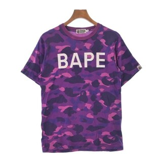 アベイシングエイプ(A BATHING APE)のA BATHING APE Tシャツ・カットソー M 紫xピンク(総柄) 【古着】【中古】(Tシャツ/カットソー(半袖/袖なし))
