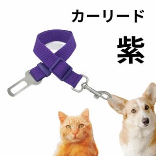 パープル カーリード 車 リード ペット用 シートベルト　　犬猫用(犬)