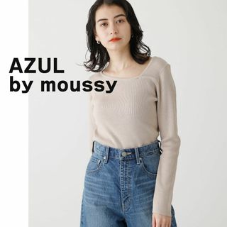 アズールバイマウジー(AZUL by moussy)のAZUL by moussy　アズール　セーター　長袖　リブ　ブラウン　アシメ(ニット/セーター)