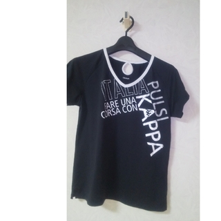 カッパ(Kappa)のKappa レディース Tシャツ ナイロン ブラック(カットソー(半袖/袖なし))