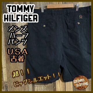 トミーヒルフィガー(TOMMY HILFIGER)のトミーヒルフィガー メンズ ハーフ パンツ ロゴ ビッグシルエット USA古着(ショートパンツ)