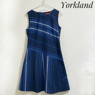 Yorkland - ヨークランド　ワンピース　ひざ丈　日本製　コットン　ブルー 　Ｓ　春夏