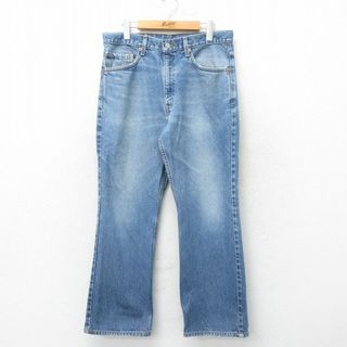 リーバイス(Levi's)のW34★古着 ジーンズ Levis リーバイス 517 00年代 00s ブーツカット ヒゲ コットン 紺 ネイビー デニム 24jun01 中古 メンズ ボトムス ジーパン Gパン ロング パンツ(ワークパンツ/カーゴパンツ)