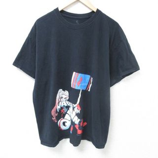 XL★古着 半袖 Tシャツ メンズ ハーレイクイン 大きいサイズ コットン クルーネック 黒 ブラック 24jun01 中古(Tシャツ/カットソー(半袖/袖なし))