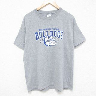 L★古着 ジャージーズ 半袖 Tシャツ メンズ ノースバビロン フットボール ブルドッグ クルーネック グレー 霜降り 24jun01 中古(Tシャツ/カットソー(半袖/袖なし))