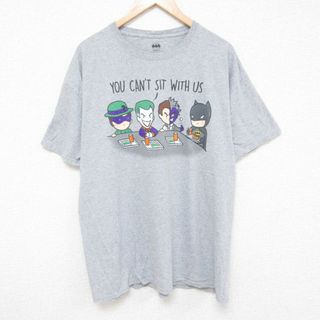 XL★古着 半袖 Tシャツ メンズ DCコミックス バットマン BATMAN クルーネック グレー 霜降り 24jun01 中古(Tシャツ/カットソー(半袖/袖なし))