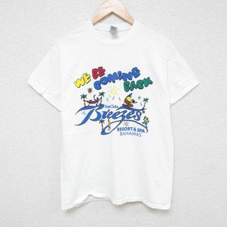 M★古着 半袖 Tシャツ メンズ ヤシの木 船 コットン クルーネック 白 ホワイト 24jun01 中古(Tシャツ/カットソー(半袖/袖なし))