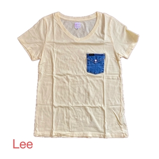 リー(Lee)の【Lee美品】胸ポケットデザイン  VネックTシャツ イエロー(Tシャツ(半袖/袖なし))