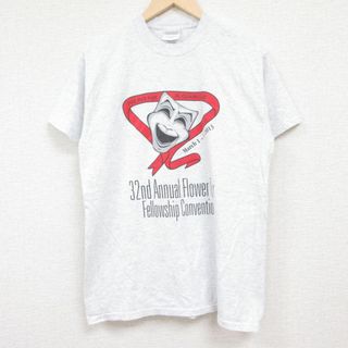 M★古着 半袖 Tシャツ メンズ Flower City クルーネック 薄グレー 霜降り 24jun01 中古(Tシャツ/カットソー(半袖/袖なし))