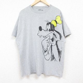 ディズニー(Disney)のXL★古着 半袖 Tシャツ メンズ ディズニー DISNEY グーフィー クルーネック グレー 霜降り 24jun01 中古(Tシャツ/カットソー(半袖/袖なし))