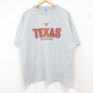 XL★古着 半袖 Tシャツ メンズ テキサスロングホーンズ 大きいサイズ クルーネック グレー 霜降り 24jun01 中古(Tシャツ/カットソー(半袖/袖なし))