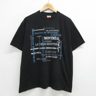 XL★古着 半袖 ビンテージ Tシャツ メンズ 00年代 00s モントレール コットン クルーネック 黒 ブラック 【spe】 24jun01 中古(Tシャツ/カットソー(半袖/袖なし))