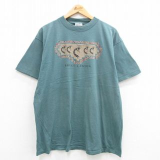 XL★古着 TULTEX 半袖 ビンテージ Tシャツ メンズ 90年代 90s ブライスキャニオン ココペリ ホピ族 大きいサイズ コットン クルーネック 緑 グリーン 24jun01 中古(Tシャツ/カットソー(半袖/袖なし))