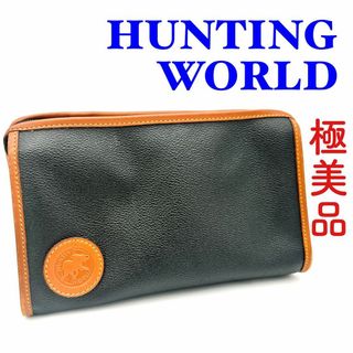 ハンティングワールド(HUNTING WORLD)の✨極美品✨HUNTING WORLD クラッチバック レザー ブラック(セカンドバッグ/クラッチバッグ)