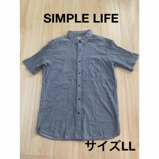 シンプルライフ(SIMPLE LIFE)の＊シンプルライフ：サイズLL：グレー色のストライプ柄の半袖シャツ＊(シャツ)