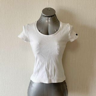T.K.Company 白 リブ織 Tシャツ ショート丈 ショート袖(Tシャツ(半袖/袖なし))
