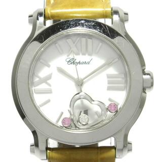 ショパール(Chopard)のChopard(ショパール) 腕時計 ハッピースポーツ 27/8509-3057 レディース SS/1Pムービングダイヤ(0.03カラット)/2Pムービングピンクサファイア(0.06カラット)/革ベルト 白(腕時計)