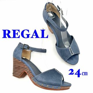 REGAL - 【新品級】REGAL サンダル アンクルストラップ ウェッジソール ブルー 24