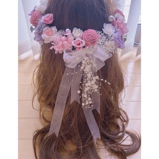 ラプンツェルハーフアップ髪飾り♡ピンク(ヘアピン)