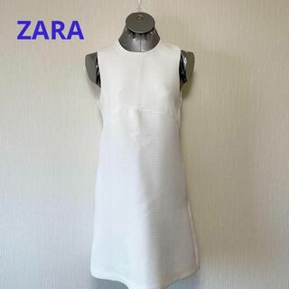ザラ(ZARA)のZARA BASIC 白 波柄 ワンピース(ミニワンピース)