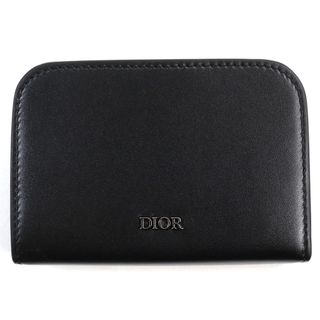 ディオールオム(DIOR HOMME)の【ドンドン見直し】極美品○DIOR ディオール オム 10・BO・0211 レザー ロゴプレート カードケース/小銭入れ/コインケース ブラック 保存袋付き イタリア製 メンズ レディース(コインケース/小銭入れ)