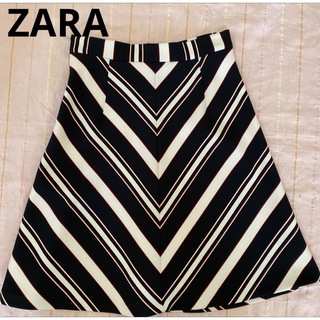 ザラ(ZARA)のZARA  ストライプ スカート　　XSサイズ(ひざ丈スカート)
