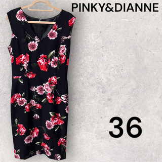 ピンキーアンドダイアン(Pinky&Dianne)のPINKY&DIANNE  花柄ノースリーブワンピース　36サイズ(ミニワンピース)