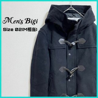 MEN'S BIGI - メンズビギ コレクティブ ダッフルコート 古着 2 フルジップ 無地 黒a79