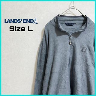 ランズエンド(LANDS’END)のランズエンド フリース インポート古着 M ハーフジップ グレーa83(その他)