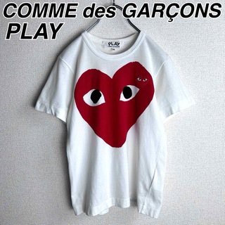 コムデギャルソン(COMME des GARCONS)のプレイ　コムデギャルソン  半袖　カットソー　ロゴ　ハート　Tシャツ　白　赤(Tシャツ(半袖/袖なし))