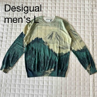 【未使用タグ付】デシグアル メンズ 風景プリント コットン セーター
