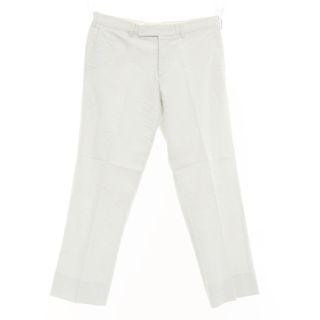 【中古】メゾンキツネ MAISON KITSUNE コットン ストライプ カジュアルスラックスパンツ ホワイトxグレー【サイズ44】【メンズ】(スラックス)