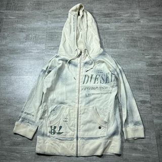 DIESEL - Y2K DIESEL ディーゼル ジップパーカー ロゴ スプレー加工 スウェット