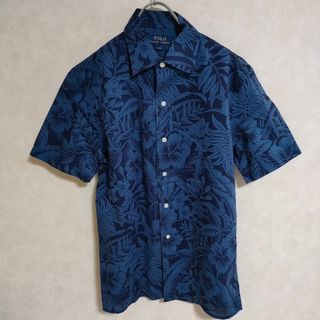 ポロラルフローレン(POLO RALPH LAUREN)のPOLO RALPH LAUREN ハイビスカス 花柄 スリムフィット SLIM FIT サイズS 半袖シャツ ネイビー ブルー メンズ ポロ・ラルフローレン【中古】4-0521S△(シャツ)