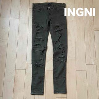 イング(INGNI)のINGNI カーキ ダメージ スキニー (スキニーパンツ)