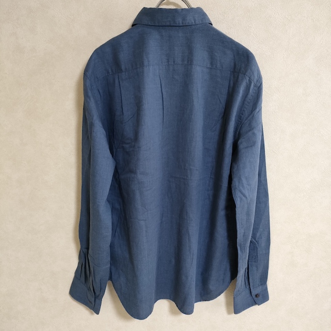 MARGARET HOWELL コットン 長袖シャツ インディゴブルー ステッチ MARGARET HOWELL コットン 長袖シャツ インディゴブルー ステッチ