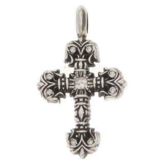 クロムハーツ(Chrome Hearts)のCHROME HEARTS クロムハーツ CHARM FILIGREE TINY P DMND タイニーフィリグリークロス PAVEダイヤ チャーム シルバーネックレストップ(ネックレス)