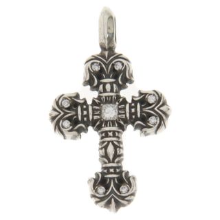 クロムハーツ(Chrome Hearts)のCHROME HEARTS クロムハーツ CHARM FILIGREE TINY P DMND タイニーフィリグリークロス PAVEダイヤ チャーム シルバーネックレストップ(ネックレス)