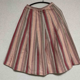 【LUI LUNA】スカート  ストライプ　レッド系　綿100％(ひざ丈スカート)