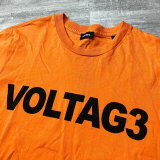ディーゼル(DIESEL)の美品 DIESEL ディーゼル VOLTAG3 ロゴ Tシャツ オレンジ L(Tシャツ/カットソー(半袖/袖なし))