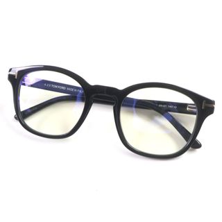 トムフォード(TOM FORD)の美品▼TOM FORD トムフォード TF5532-B 001 ロゴ金具 ウェリントン カラーレンズ メガネ 眼鏡 アイウェア ブラック 49□21 140 デモレンズ イタリア製 メンズ(サングラス/メガネ)