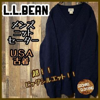 エルエルビーン(L.L.Bean)のメンズ L.L.Bean ニット セーター 紺色 XXL 古着 90s 長袖(ニット/セーター)