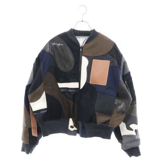 サンシー(SUNSEA)のSUNSEA サンシー 22AW ARMOUR BLOUSON 異素材パッチワーク リバーシブル レザーパッチワーク アーマー ブルゾン ジャケット ブラック/ネイビー/ブラウン 22A26(フライトジャケット)