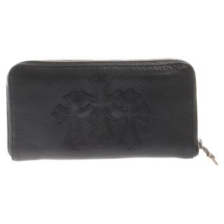 クロムハーツ(Chrome Hearts)のCHROME HEARTS クロムハーツ REC ZIP 3セメタリークロス ラウンドジップ レザーウォレット 長財布 シルバー/ブラック(長財布)