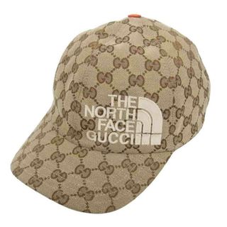 Gucci - GUCCI グッチ 21AW 672155 4HAJR × THE NORTH FACE ノースフェイス GG ロゴ刺繍 総柄 ベースボール キャップ 帽子 ブラウン系 XL【中古】