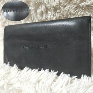 バレンシアガ(Balenciaga)のBALENCIAGA パンチングロゴ 長財布 二つ折り 財布 レザー ブラック(長財布)