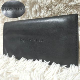 Balenciaga - BALENCIAGA パンチングロゴ 長財布 二つ折り 財布 レザー ブラック