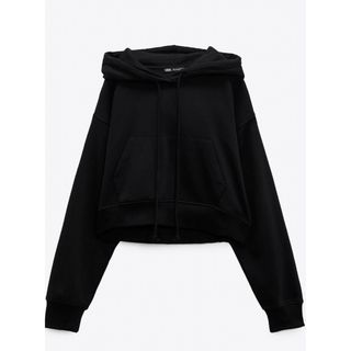 ZARA  クロップドパーカー　ブラック　S