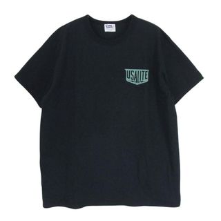 フェローズ(PHERROW'S)のPherrow's フェローズ USALITE プリント 半袖 Tシャツ カットソー 丸首 クルーネック ブラック系 XL【中古】(シャツ)