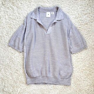 【美品】メイアス/MEIAS スキッパー ニット ポロシャツ　5分袖　別注モデル(ニット/セーター)